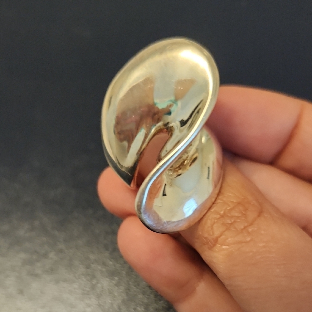 Sculptural Silver Statement Ring - image 2